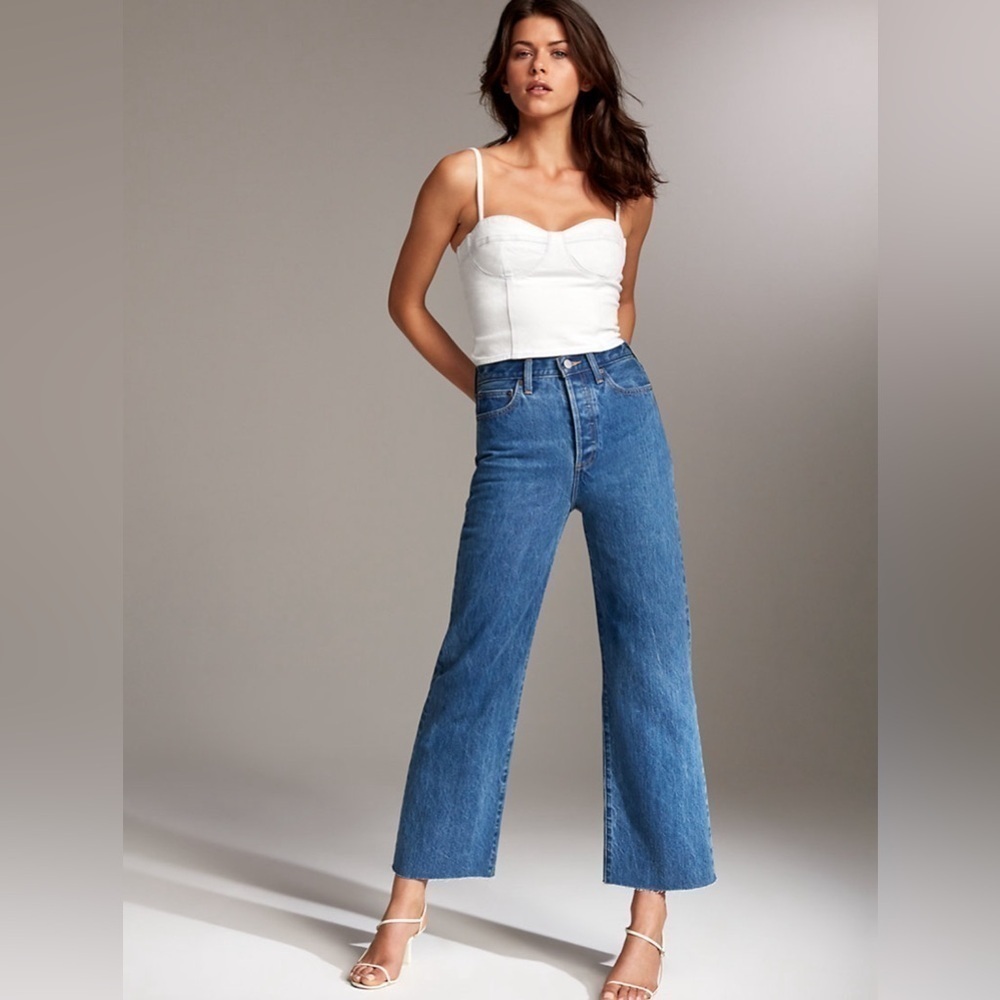 Aritzia Denim Forum The Brigitte Bustier in Desert Blanco